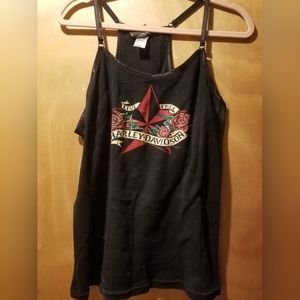 Harley Davidson, black tank, star, rose, xl